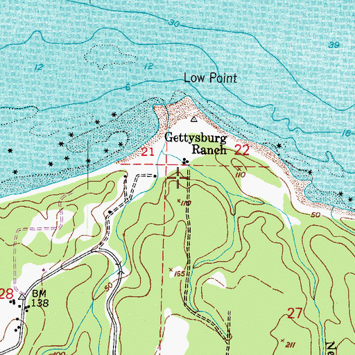 Topographic Map of Gettysburg, WA