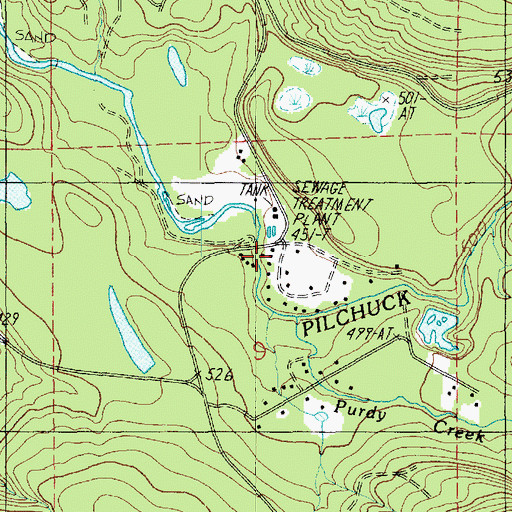 Topographic Map of Pilchuck, WA