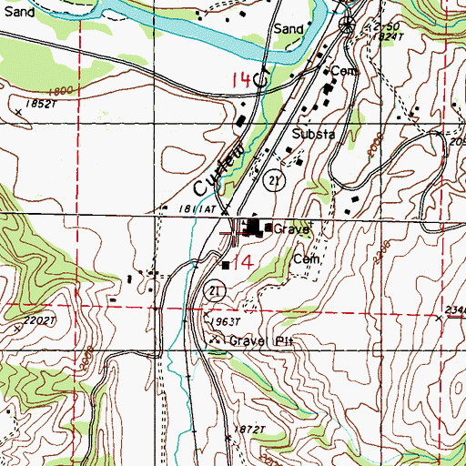 Topographic Map of Curlew Elementary and High School, WA