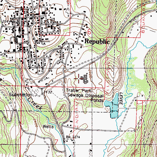 Topographic Map of Republic Senior High School, WA