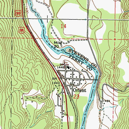 Topographic Map of Orient Elementary School, WA
