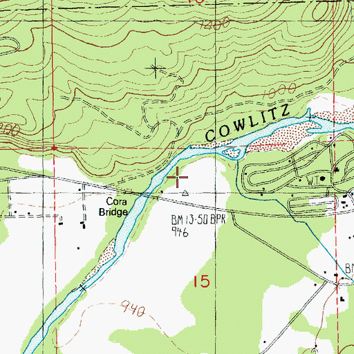 Topographic Map of Cora, WA