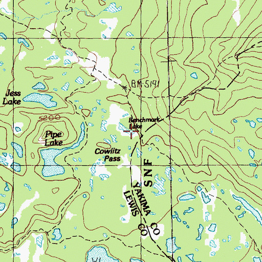 Topographic Map of Benchmark Lake, WA