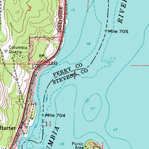 Topographic Map of Kettle Falls (historical), WA