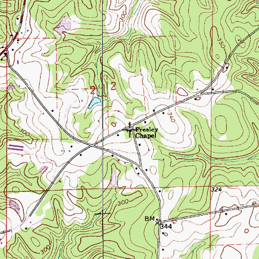 Topographic Map of Presley Chapel, AL