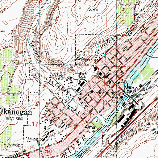 Topographic Map of Okanogan High School, WA