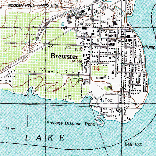 Topographic Map of Brewster Junior High School, WA