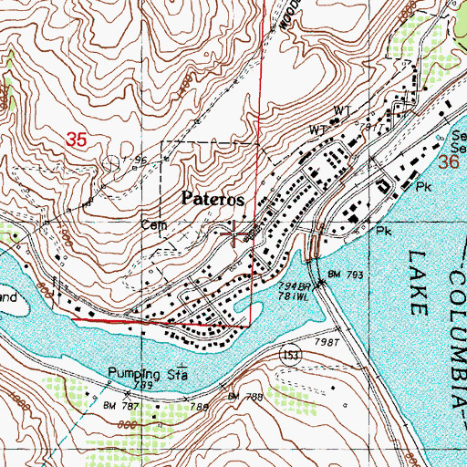 Topographic Map of Pateros Elementary School, WA