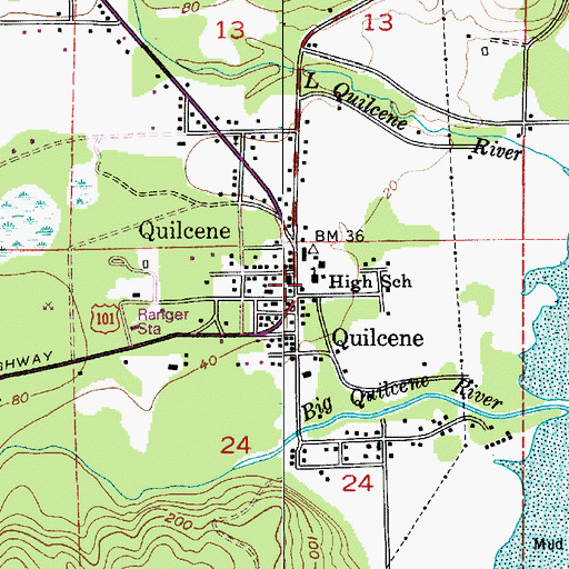 Topographic Map of Quilcene Elementary School, WA