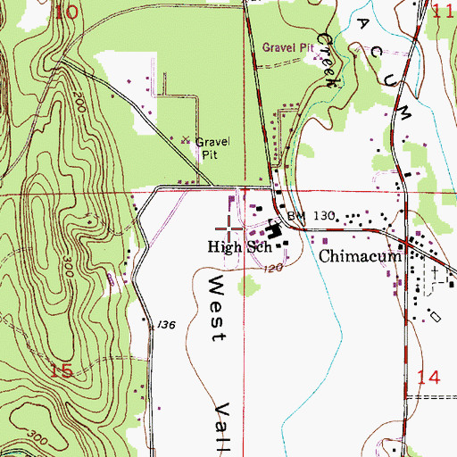 Topographic Map of Chimacum Middle School, WA