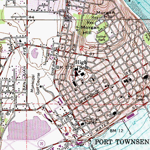 Topographic Map of Port Townsend High School, WA
