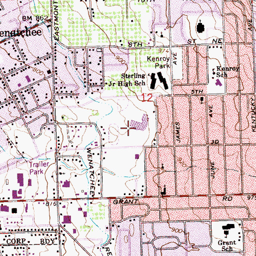 Topographic Map of Eastmont High School, WA