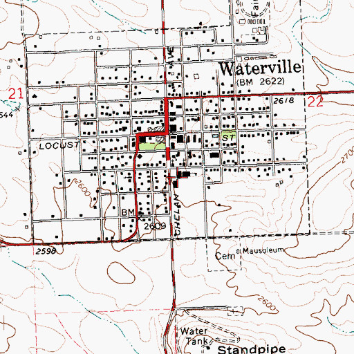 Topographic Map of Waterville Elementary School, WA