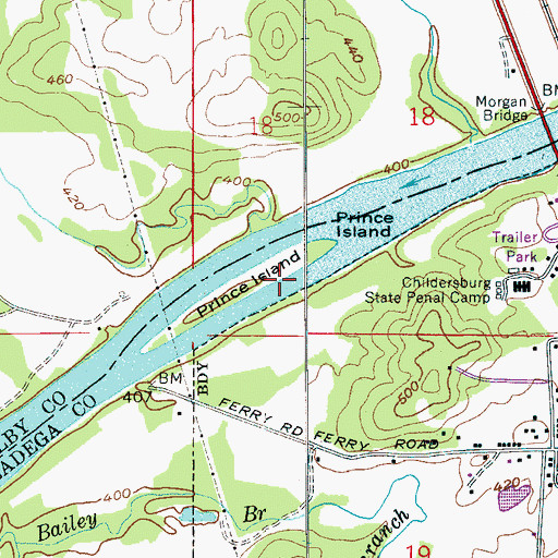 Topographic Map of Prince Island, AL
