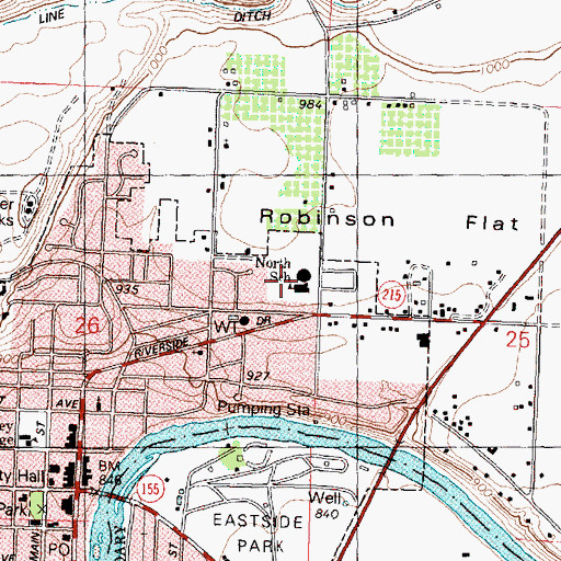 Topographic Map of North Omak Elementary School, WA