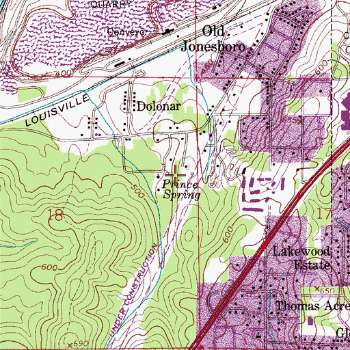 Topographic Map of Prince Spring, AL