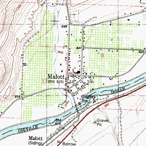 Topographic Map of Malott Elementary School, WA