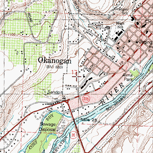Topographic Map of Virginia Granger Elementary School, WA
