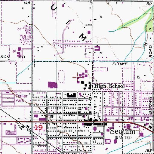 Topographic Map of Sequim Senior High School, WA