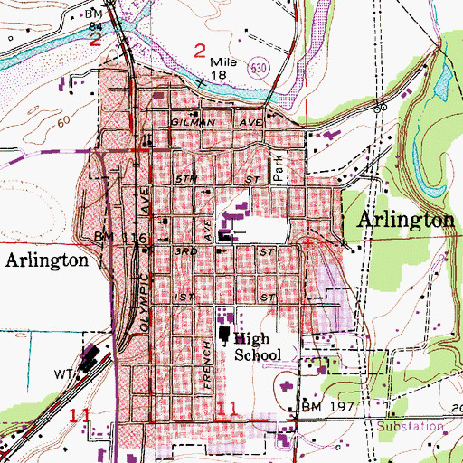 Topographic Map of Presidents Elementary School, WA