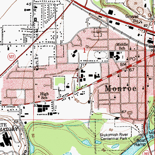 Topographic Map of Frank Wagner Elementary School, WA
