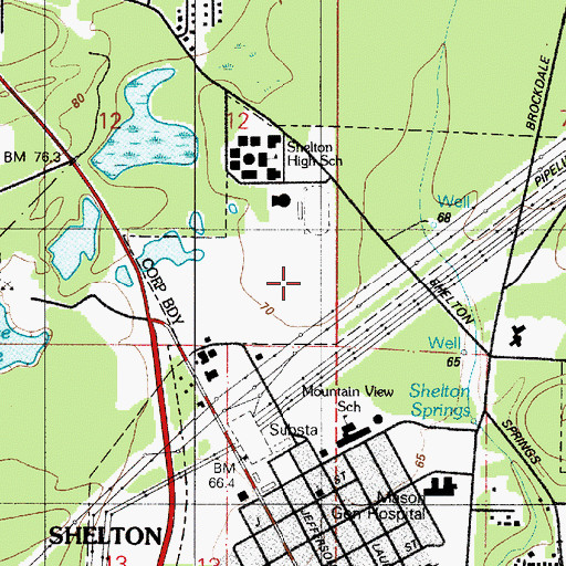 Topographic Map of Oakland Bay Junior High School, WA