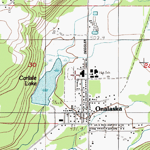 Topographic Map of Onalaska High School, WA
