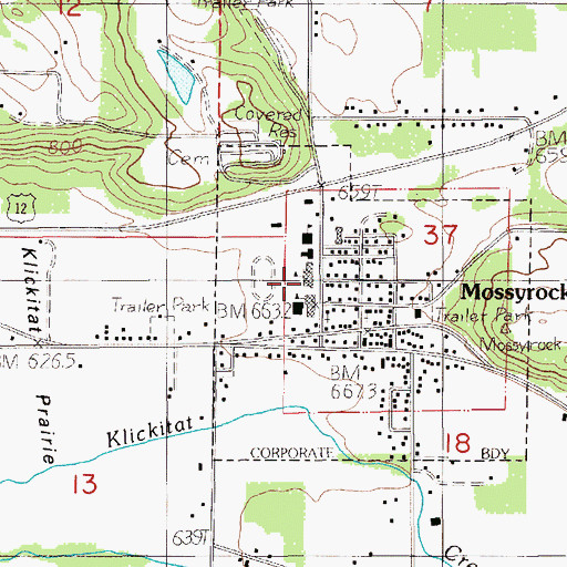 Topographic Map of Mossyrock Middle School, WA