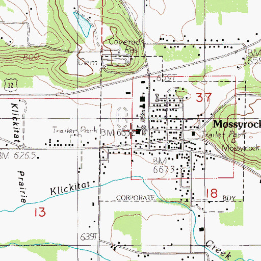 Topographic Map of Mossyrock Junior - Senior High School, WA