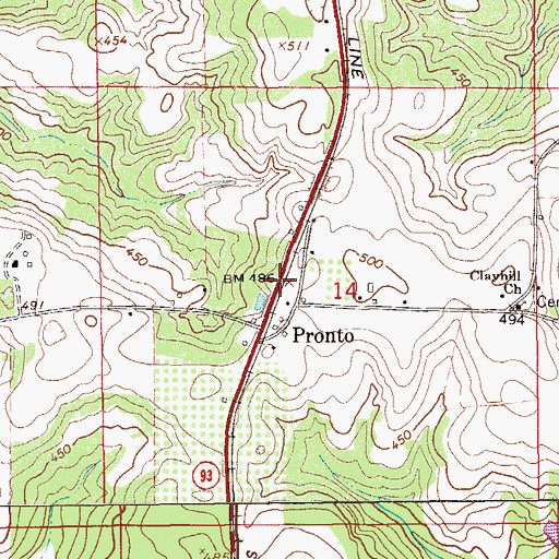 Topographic Map of Pronto, AL