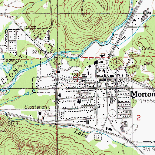 Topographic Map of Morton Elementary School, WA