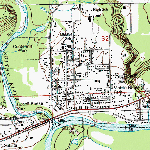 Topographic Map of Sultan Elementary School, WA