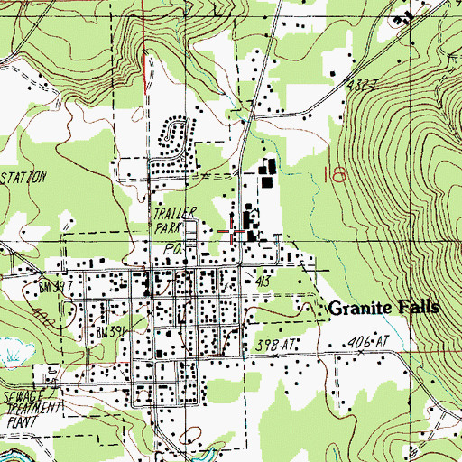 Topographic Map of Granite Falls Middle School, WA