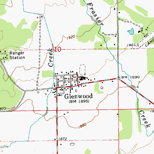 Topographic Map of Glenwood High and Elementary School, WA