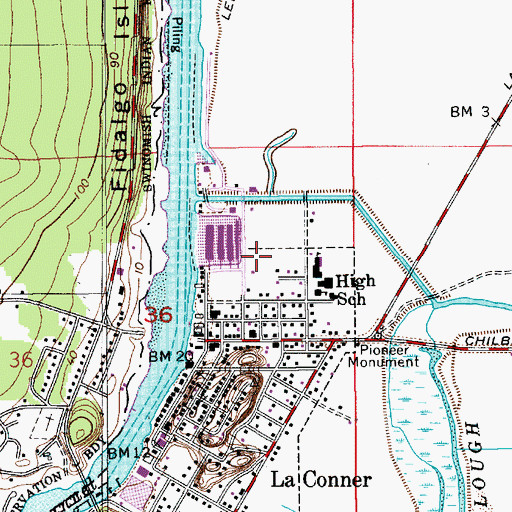 Topographic Map of La Conner Elementary School, WA