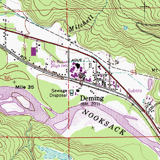 Topographic Map of Deming Elementary School, WA