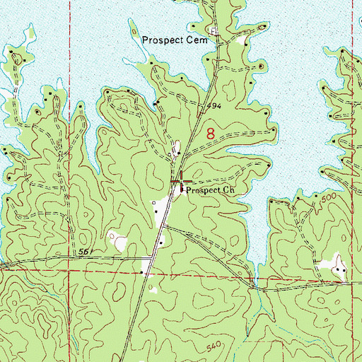 Topographic Map of Prospect Methodist Church, AL
