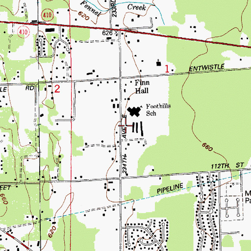 Topographic Map of Foothills Elementary School, WA
