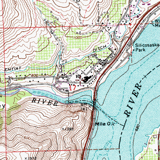Topographic Map of Entiat Junior Senior High School, WA