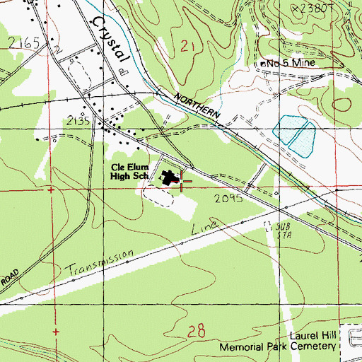 Topographic Map of Cle Elum-Roslyn Elementary School, WA