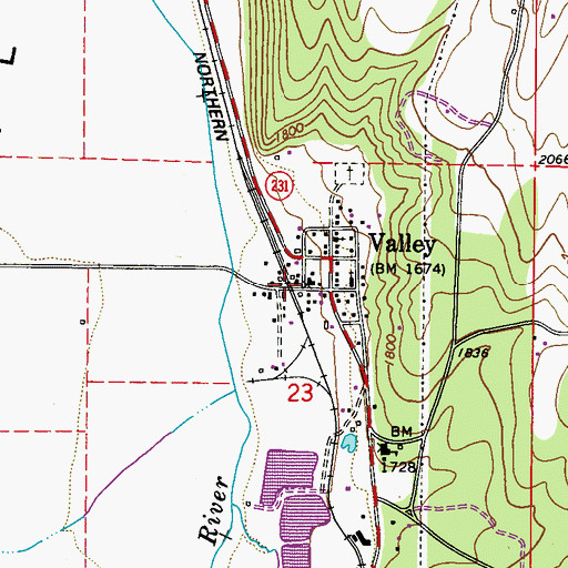 Topographic Map of Valley Elementary School, WA