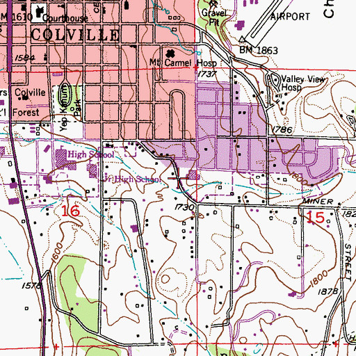 Topographic Map of Fort Colville Elementary School, WA
