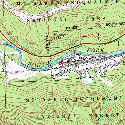 Topographic Map of Skykomish School, WA