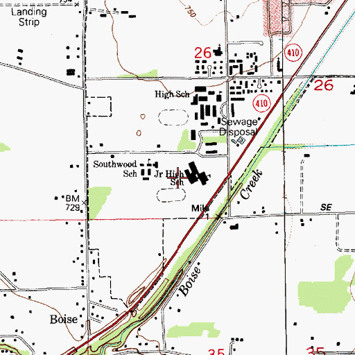Topographic Map of Enumclaw Middle School, WA