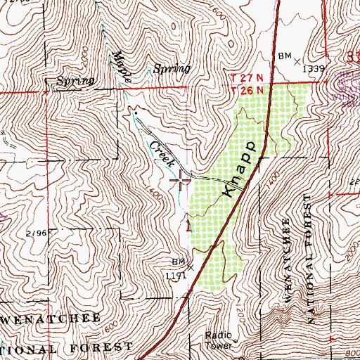 Topographic Map of Maplecreek, WA