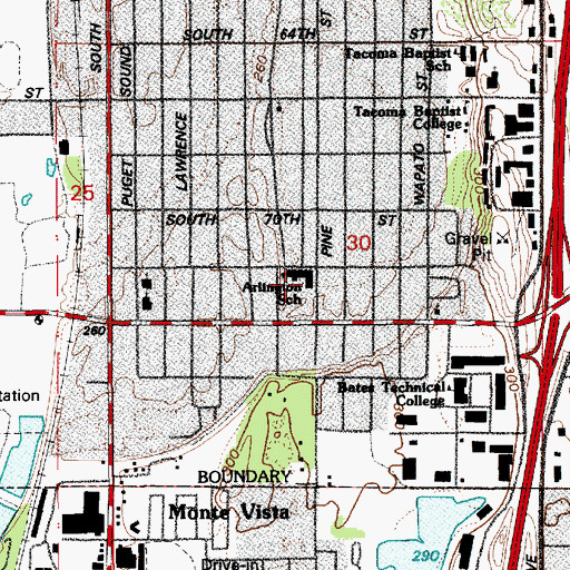 Topographic Map of Arlington Elementary School, WA