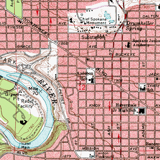 Topographic Map of Audubon Elementary School, WA