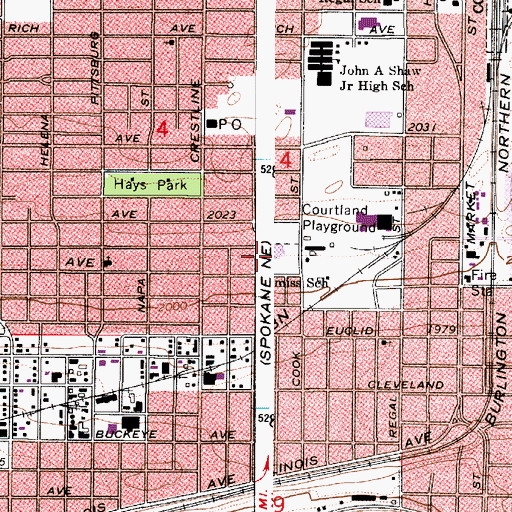 Topographic Map of Bemiss Elementary School, WA