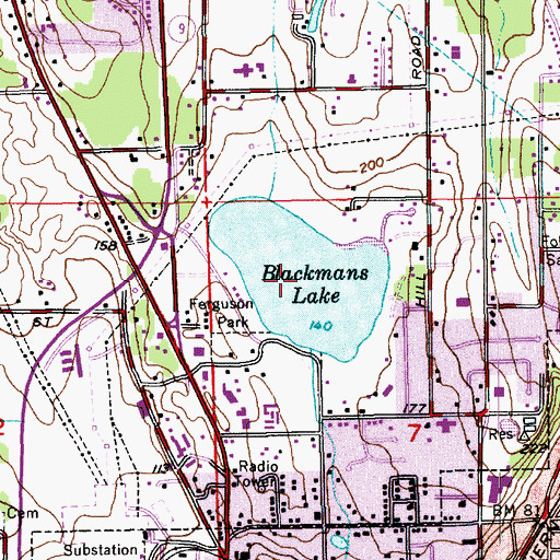Topographic Map of Blackmans Lake, WA