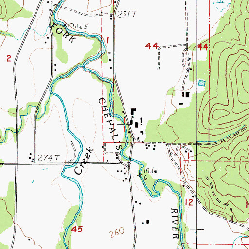Topographic Map of Boistfort Elementary School, WA